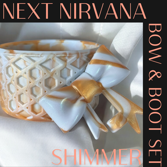 Rosa Beaux | Blue | Gold | WAFFLE | 3D Bow & Boot Set