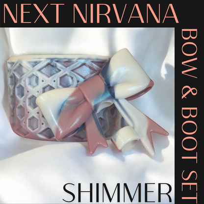Smoke Showdown | Shimmer | Navy & Rose | WAFFLE | 3D Bow & Boot Set