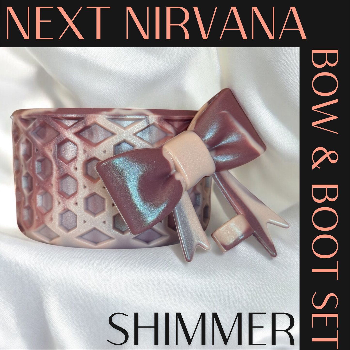 Barely Bothered | Shimmer | Rose Quartz | WAFFLE | 3D Bow & Boot Set