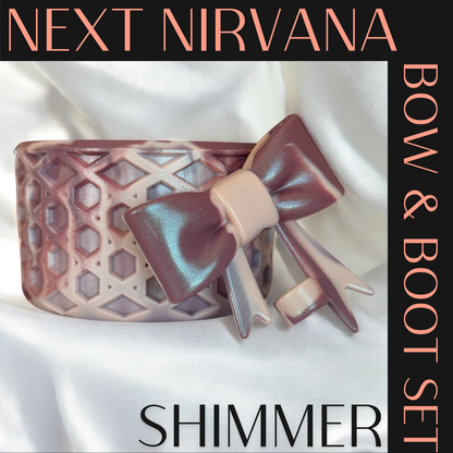 Barely Bothered | Shimmer | Rose Quartz | WAFFLE | 3D Bow & Boot Set