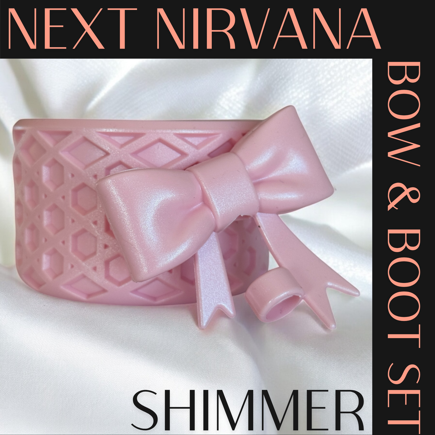 Kissed by Rosé Pink | Shimmer | WAFFLE | 3D Bow & Boot Set