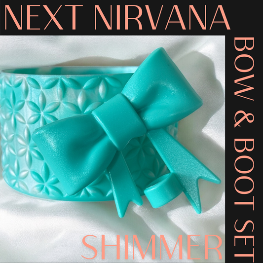 Teal | White | Pearl | FLORA | 3D Bow & Boot Set