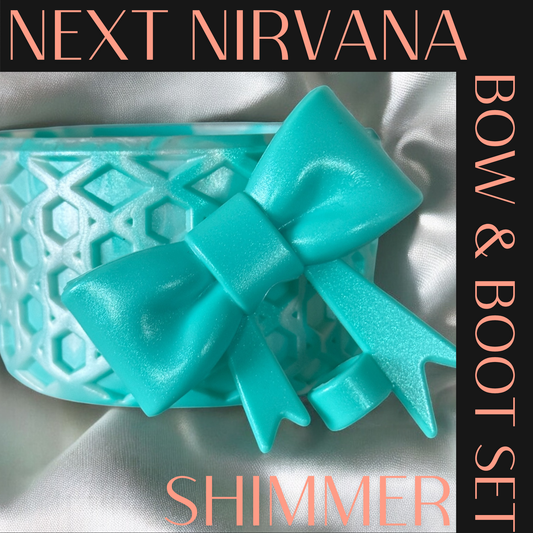 Teal | White | Pearl | WAFFLE | 3D Bow & Boot Set