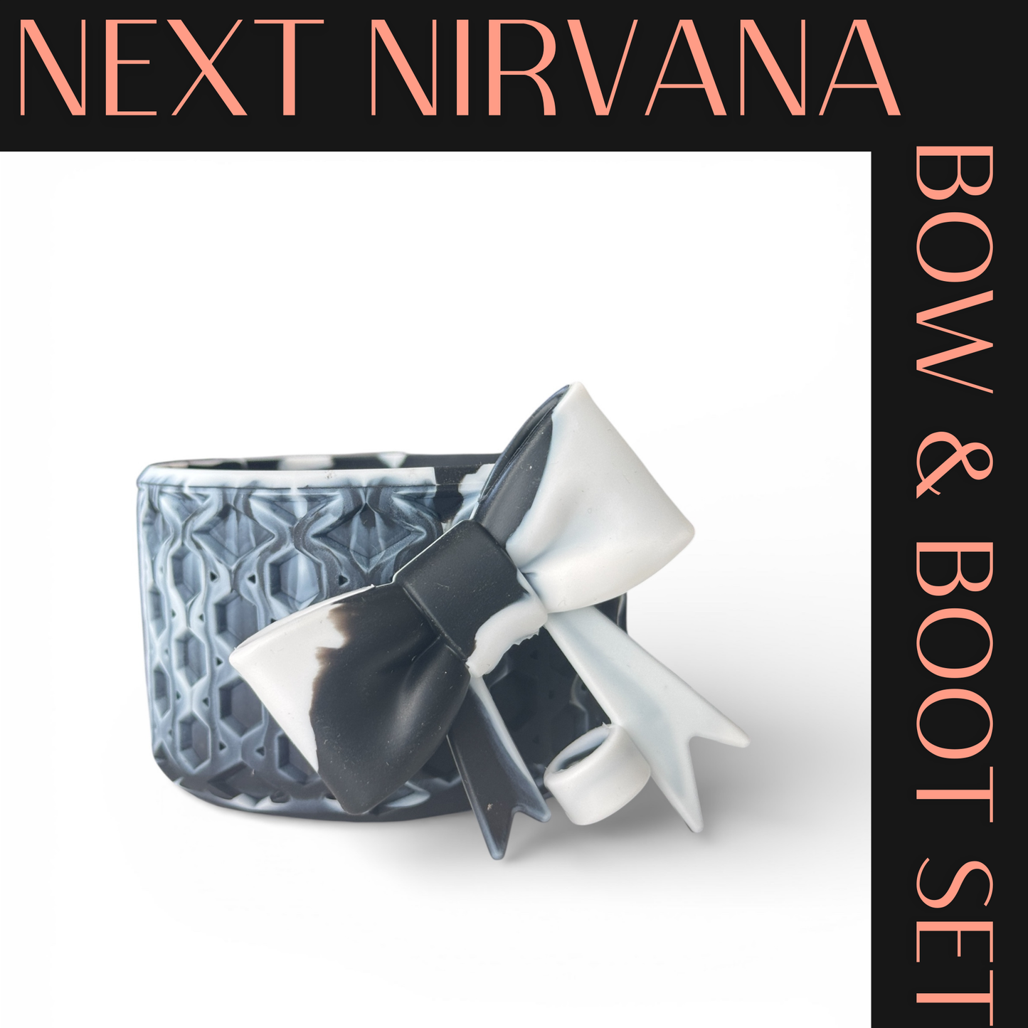 Tuxedo | Black & White | WAFFLE | 3D Bow & Boot Set