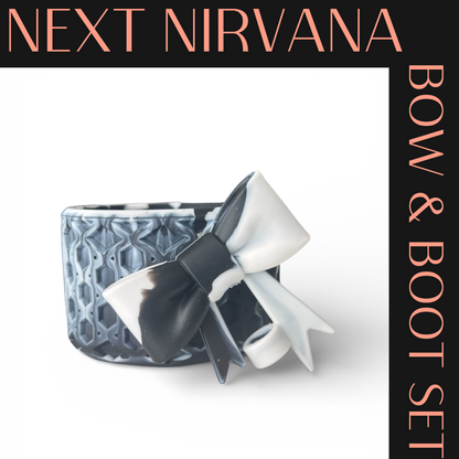 Tuxedo | Black & White | WAFFLE | 3D Bow & Boot Set