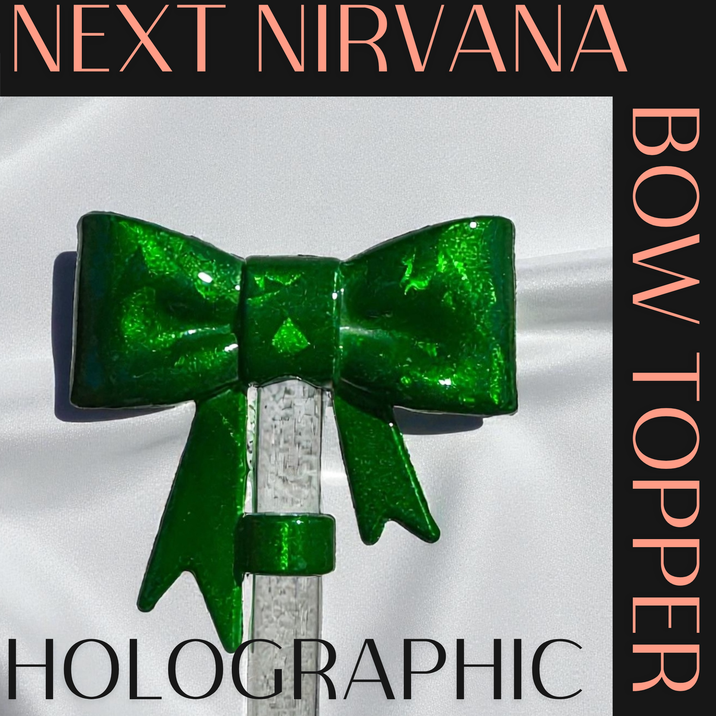 Emerald Envy | Holographic | 3D BOW | Straw Topper 10mm