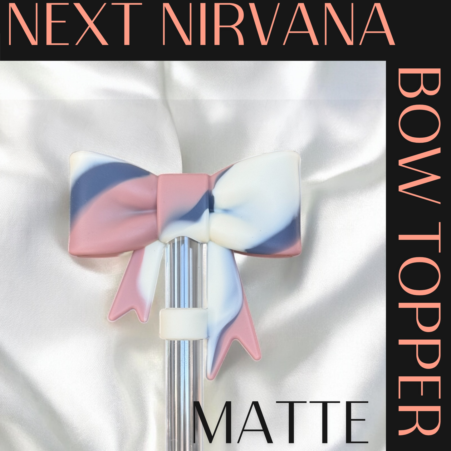 Smoke Showdown | Matte | Rose & Navy | 3D Bow | Straw Topper 10mm