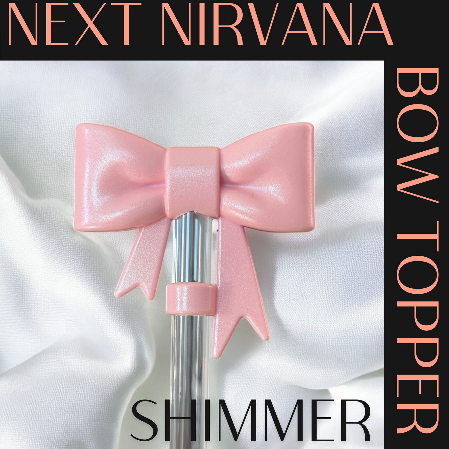 Kissed by Rosé Pink | Shimmer | 3D Bow | Straw Topper 10mm