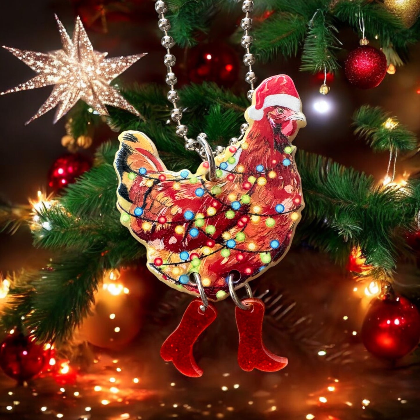 Christmas Chicken  | Acrylic Tumbler Charm