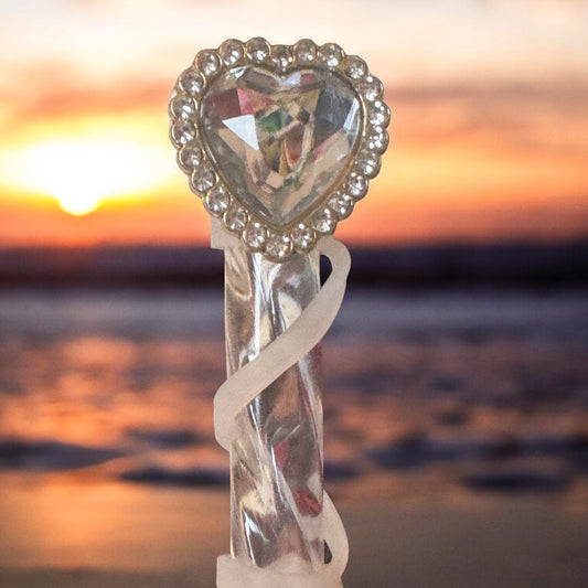 Silver Diamond Heart | Deluxe Straw Topper | 10mm