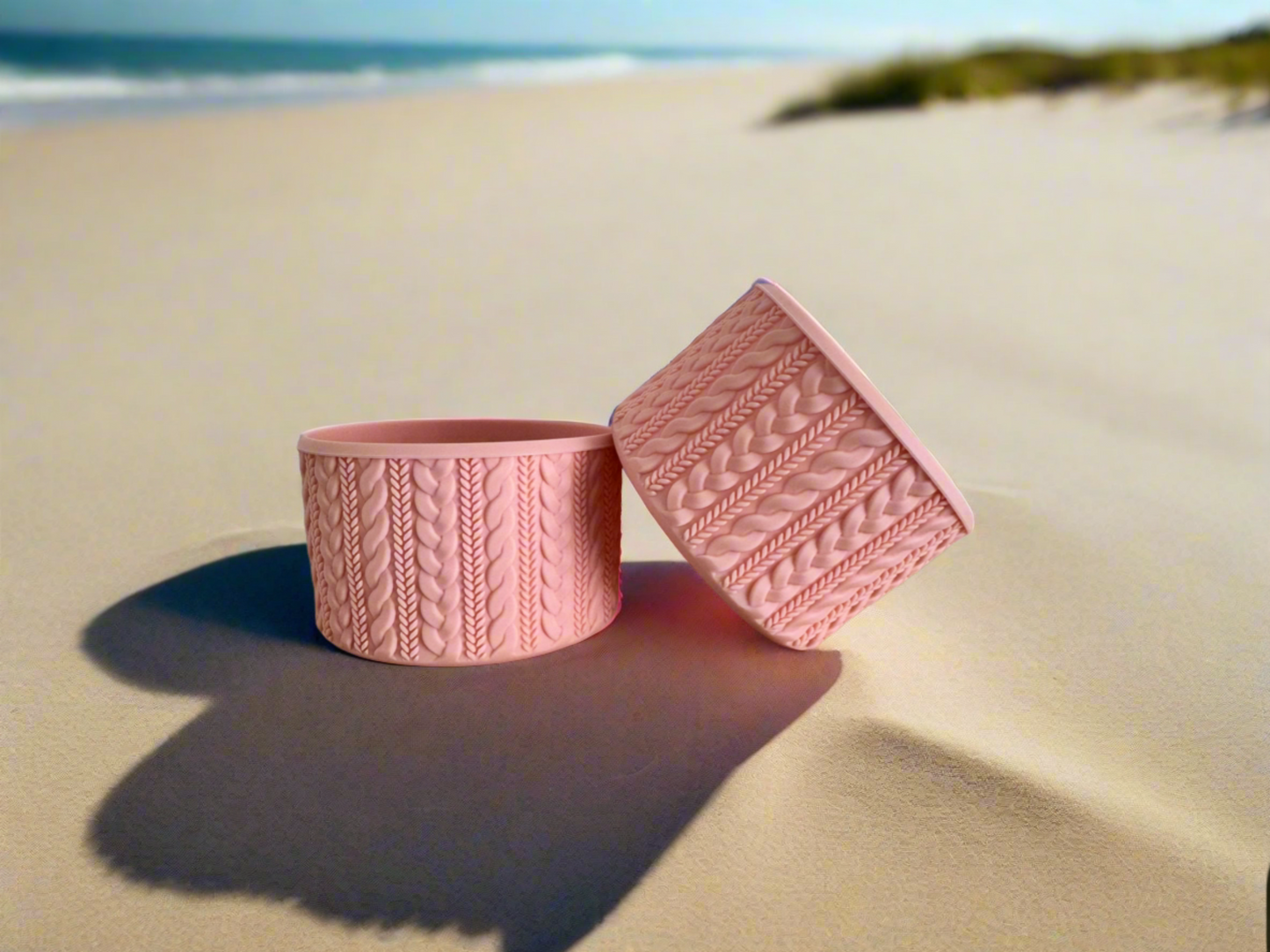 Blush Cable Knit | Silicone Tumbler Boot