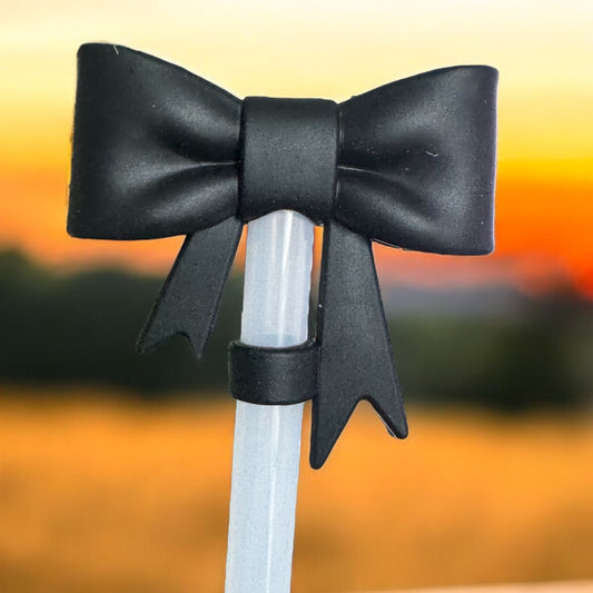 3D Black Bow | Straw Topper 10mm