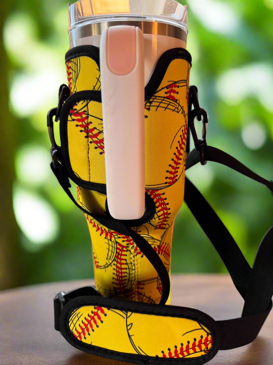 Softball Tumbler Carrier with Phone Pocket | 30oz & 40oz