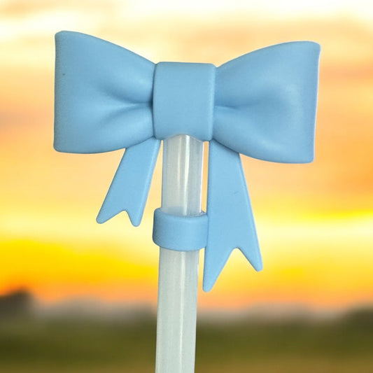 3D Sky Blue Bow | Straw Topper 10mm