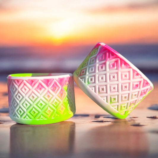 White, Pink & Green Swirl Diamonds | Silicone Tumbler Boot