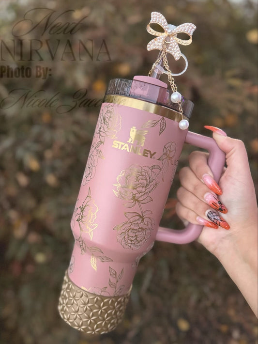 Engraved Tumbler - Peony Floral