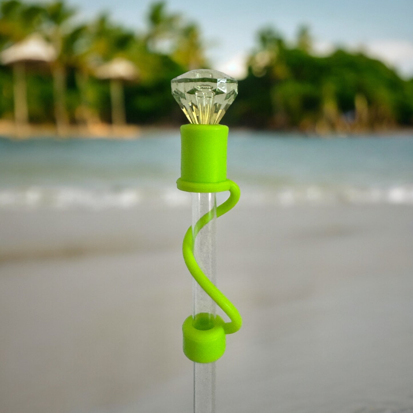 Lime Diamond | Lime Silicone | Interchangeable Straw Topper 10mm
