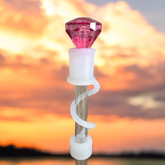 Fuchsia Diamond | Clear Silicone | Interchangeable Straw Topper 10mm