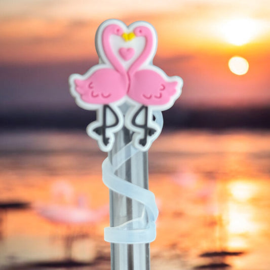 Flamingo Love | Silicone | Straw Topper 10mm