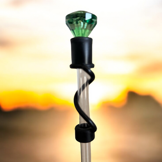 Wicked Green Diamond | Black Silicone | Interchangeable Straw Topper 10mm