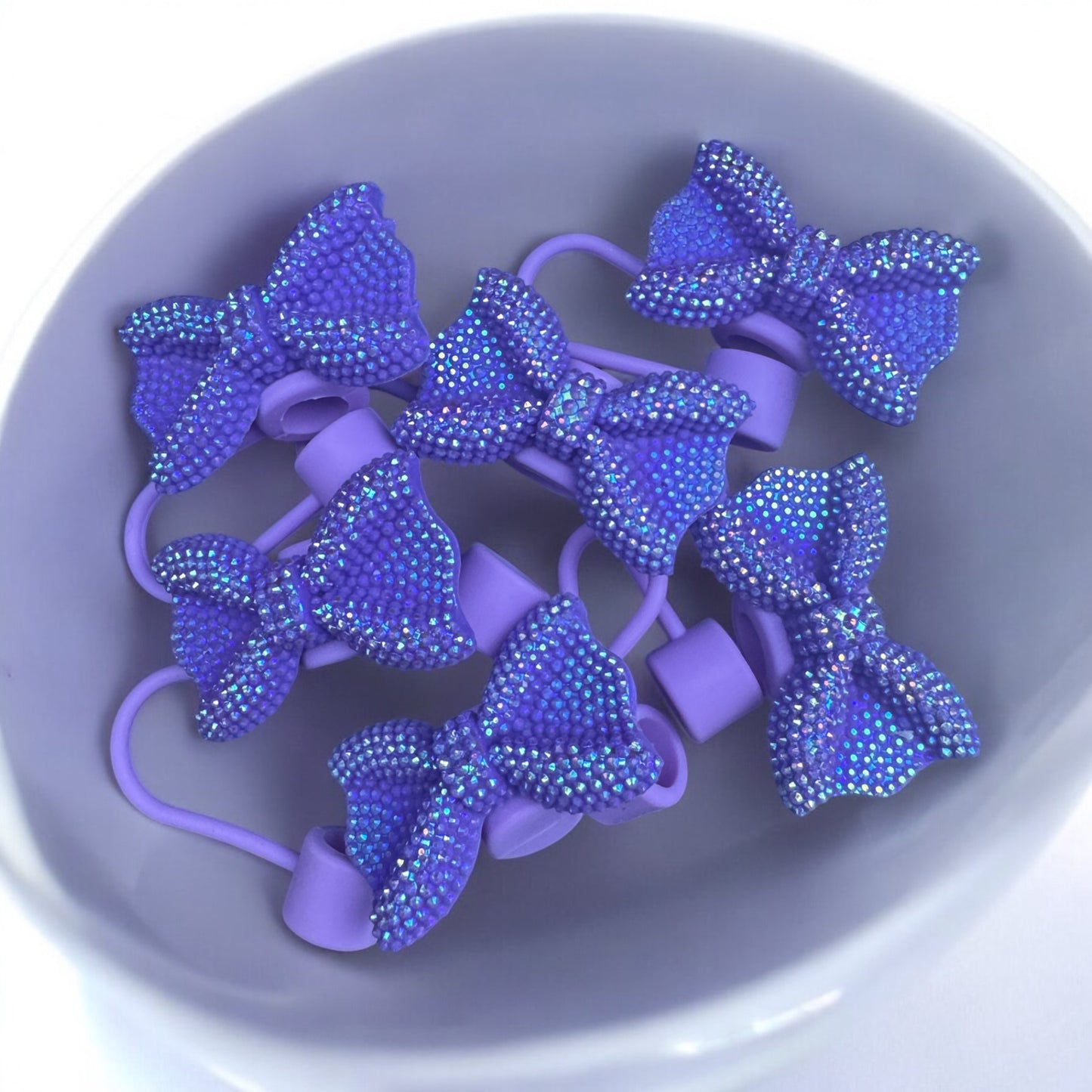 Lavender Glitz Bow | 10mm Straw Topper