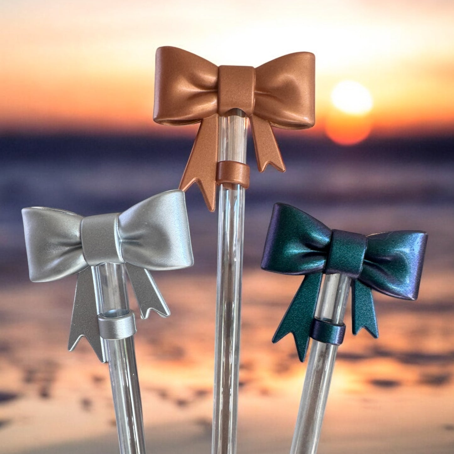 3D Metallic Bow Bundle | 3 Pack | Straw Topper 10mm