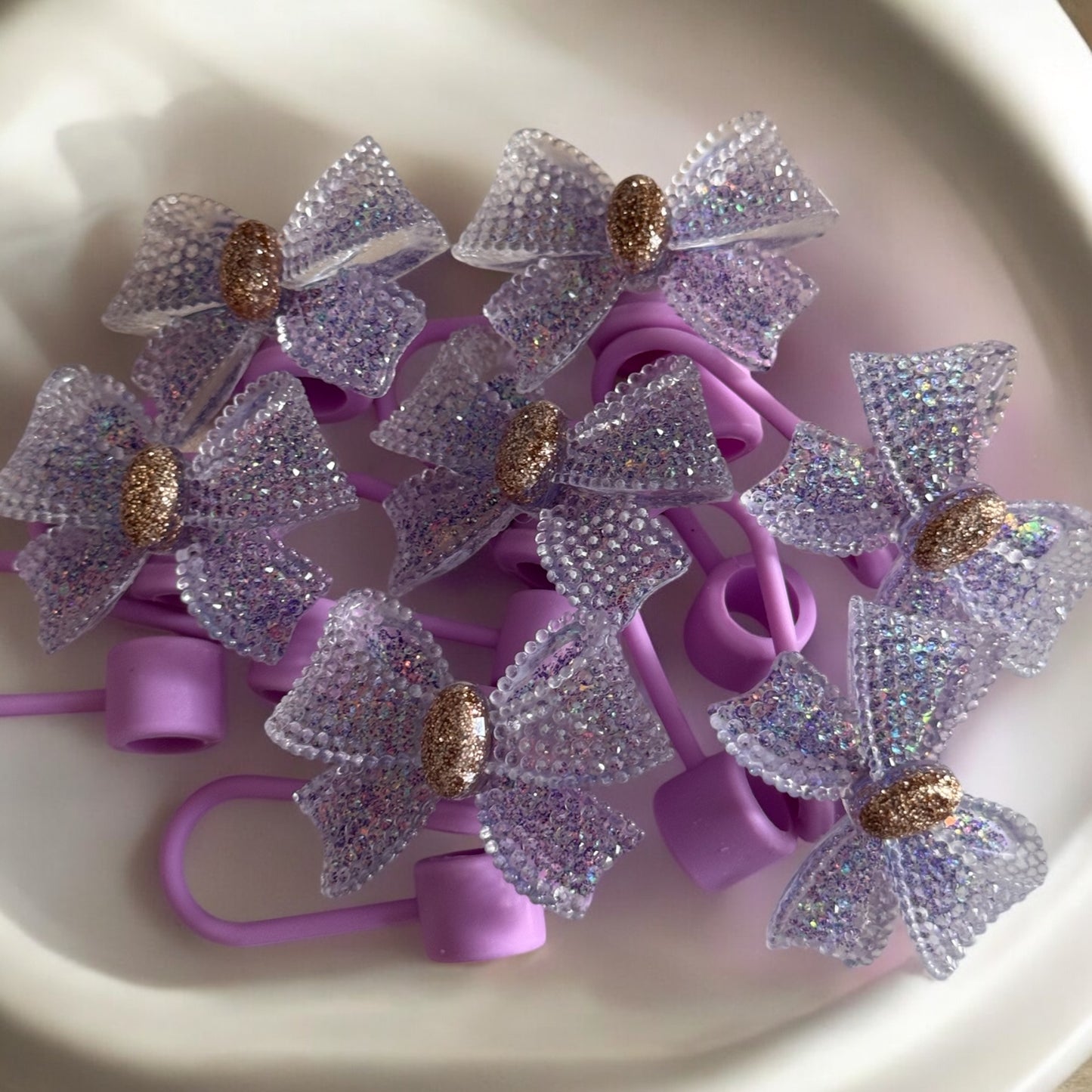 Lavender Glam Bow | 10mm Straw Topper