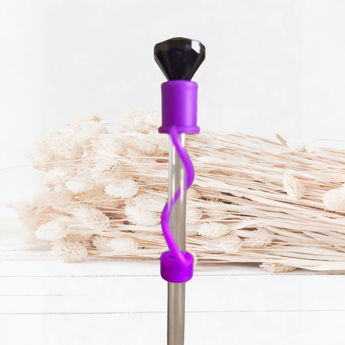 Blacked Out Diamond | Purple Silicone | Interchangeable Straw Topper 10mm