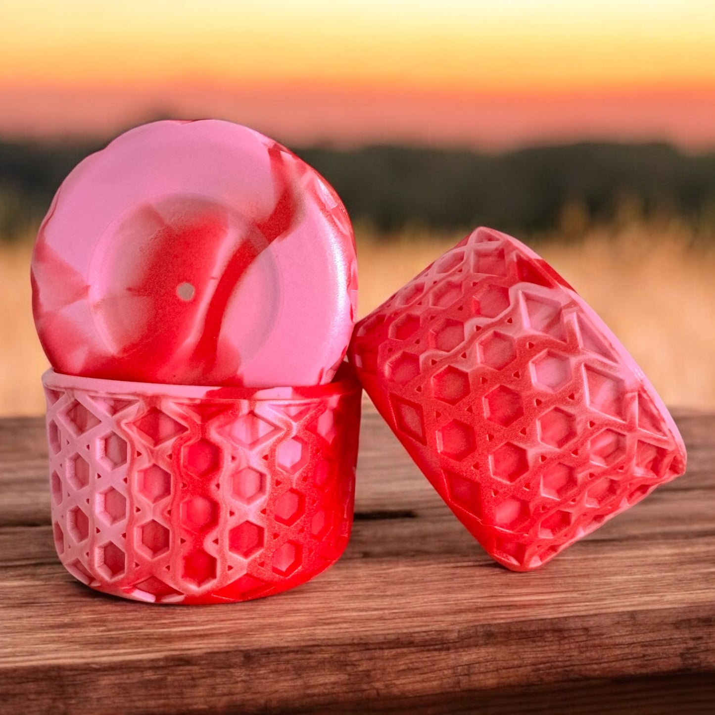 Bubblegum & Red | Shimmer Waffle | Silicone Tumbler Boot