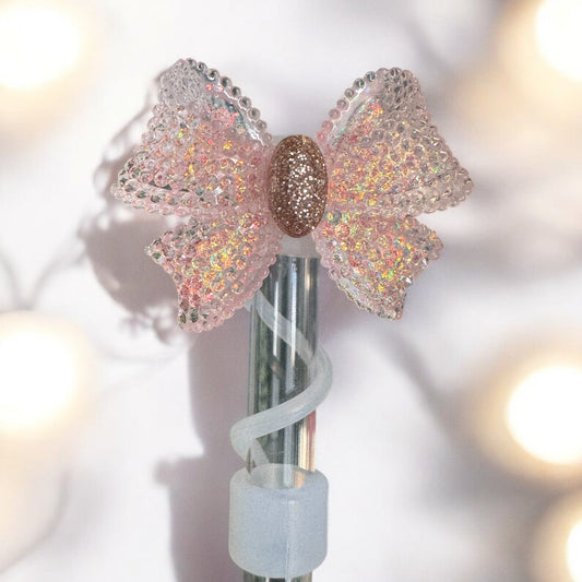 Peach Glam Bow | 10mm Straw Topper