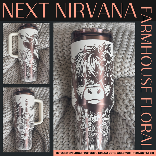 Engraved Tumbler - Farmhouse Floral