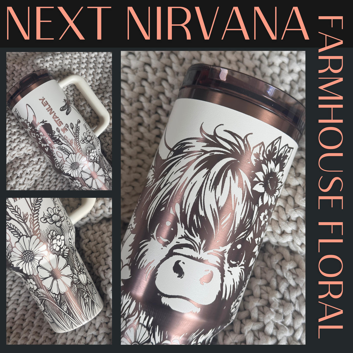 Engraved Tumbler - Farmhouse Floral