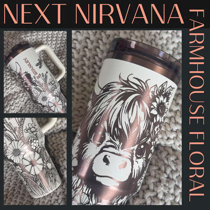 Engraved Tumbler - Farmhouse Floral