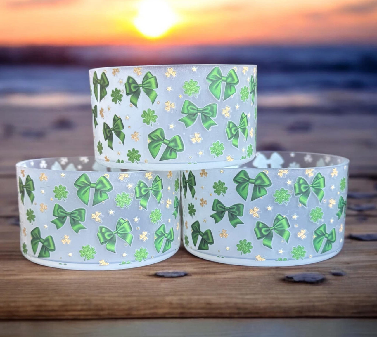 St Patrick's Day Bows | Semi Transparent | Silicone Tumbler Boot