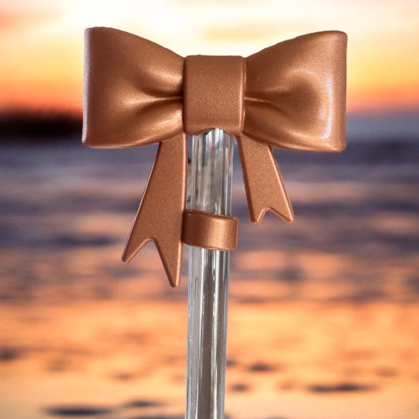 3D Bronze Magnolia Metallic Bow | Straw Topper 10mm