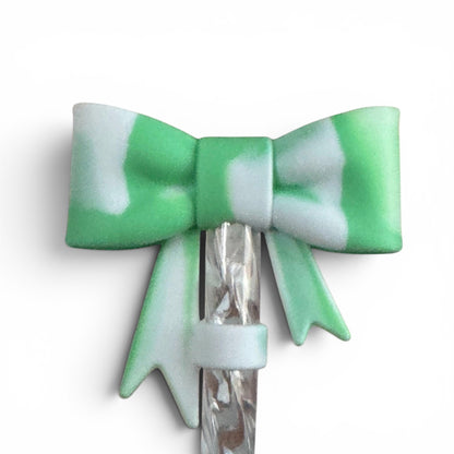 Lime & White | 3D BOW | Straw Topper 10mm