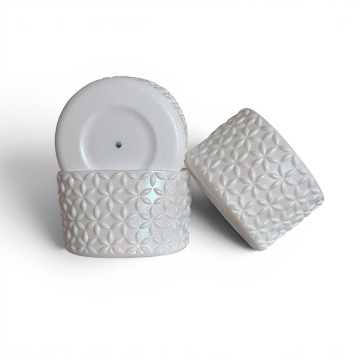 White Shimmer | FLORA | Silicone Tumbler Boot