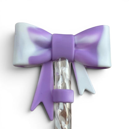 Lavender & White | 3D BOW | Straw Topper 10mm