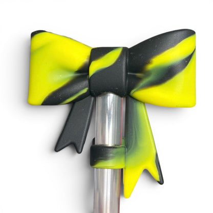 3D Neon Lime & Black Bow | GHOST | Straw Topper 10mm
