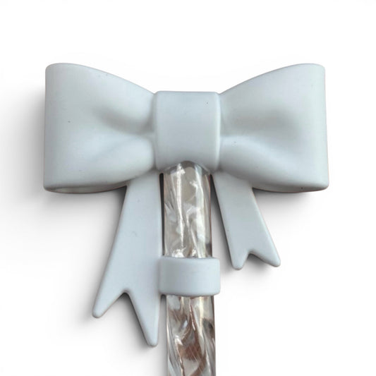 White | 3D BOW | Straw Topper 10mm