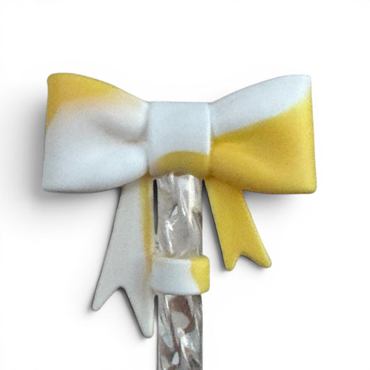 Yellow & White | 3D Bow | Straw Topper 10mm