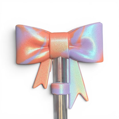 Lavender & Peach Shimmer | 3D Bow | Straw Topper 10mm