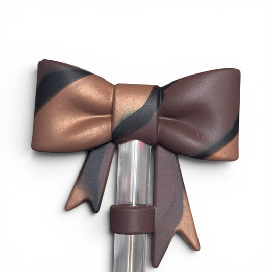 Chocolate & Deep Bronze  | 3D Bow | Straw Topper 10mm