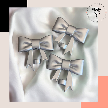 Silver Metallic | 3D BOW | Straw Topper 10mm