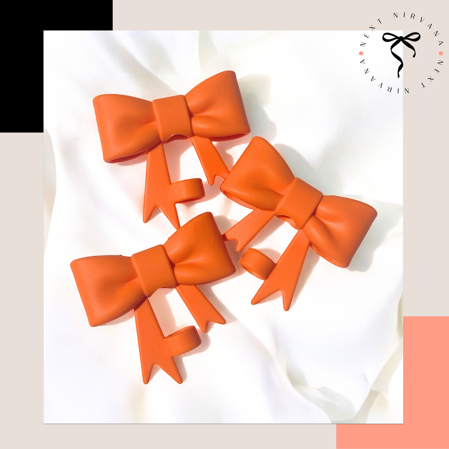 Tangerine Matte | 3D BOW | Straw Topper 10mm