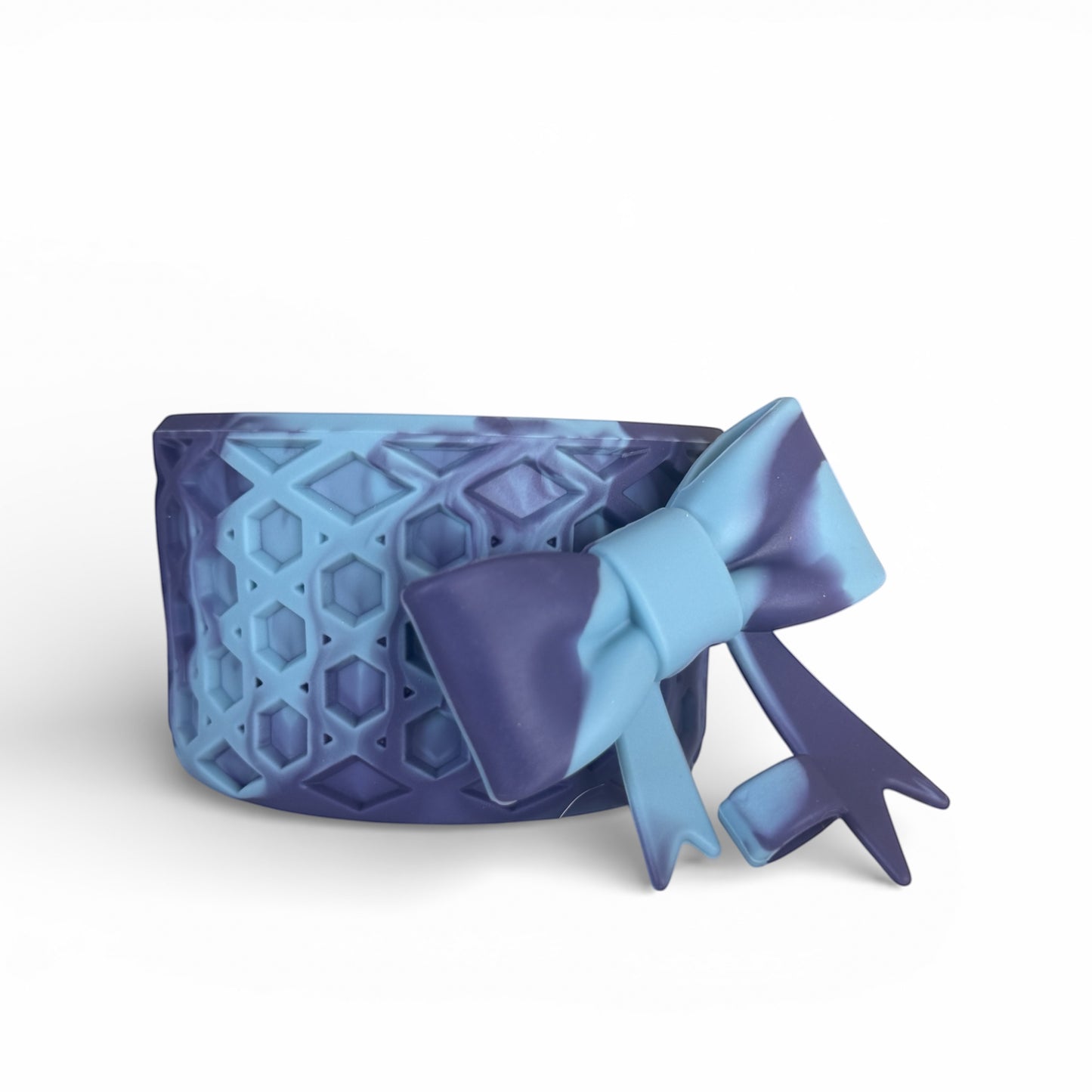 Next Nirvana agave blue waffle-textured silicone tumbler boot and 3D bow straw topper set
