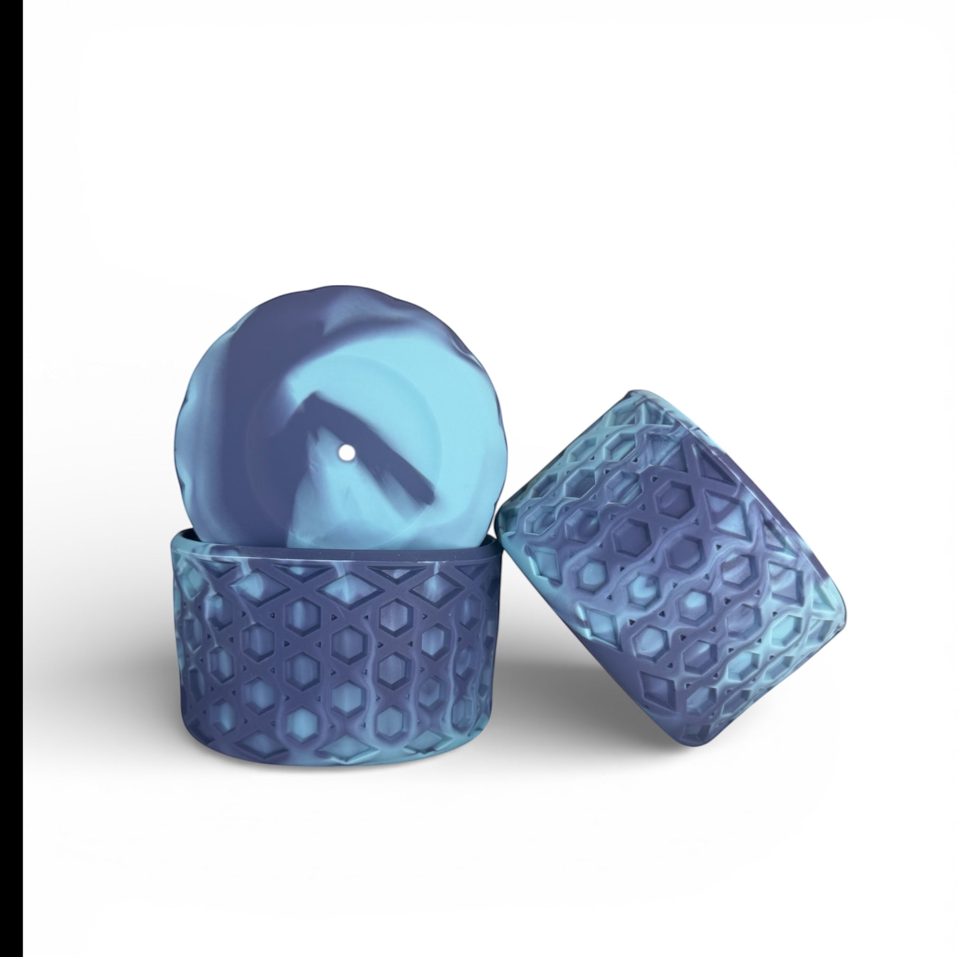 Next Nirvana agave blue waffle-textured silicone tumbler boot and 3D bow straw topper set for insulated drinkware