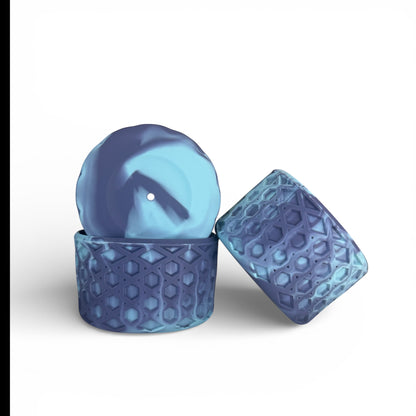 Next Nirvana agave blue waffle-textured silicone tumbler boot and 3D bow straw topper set for insulated drinkware