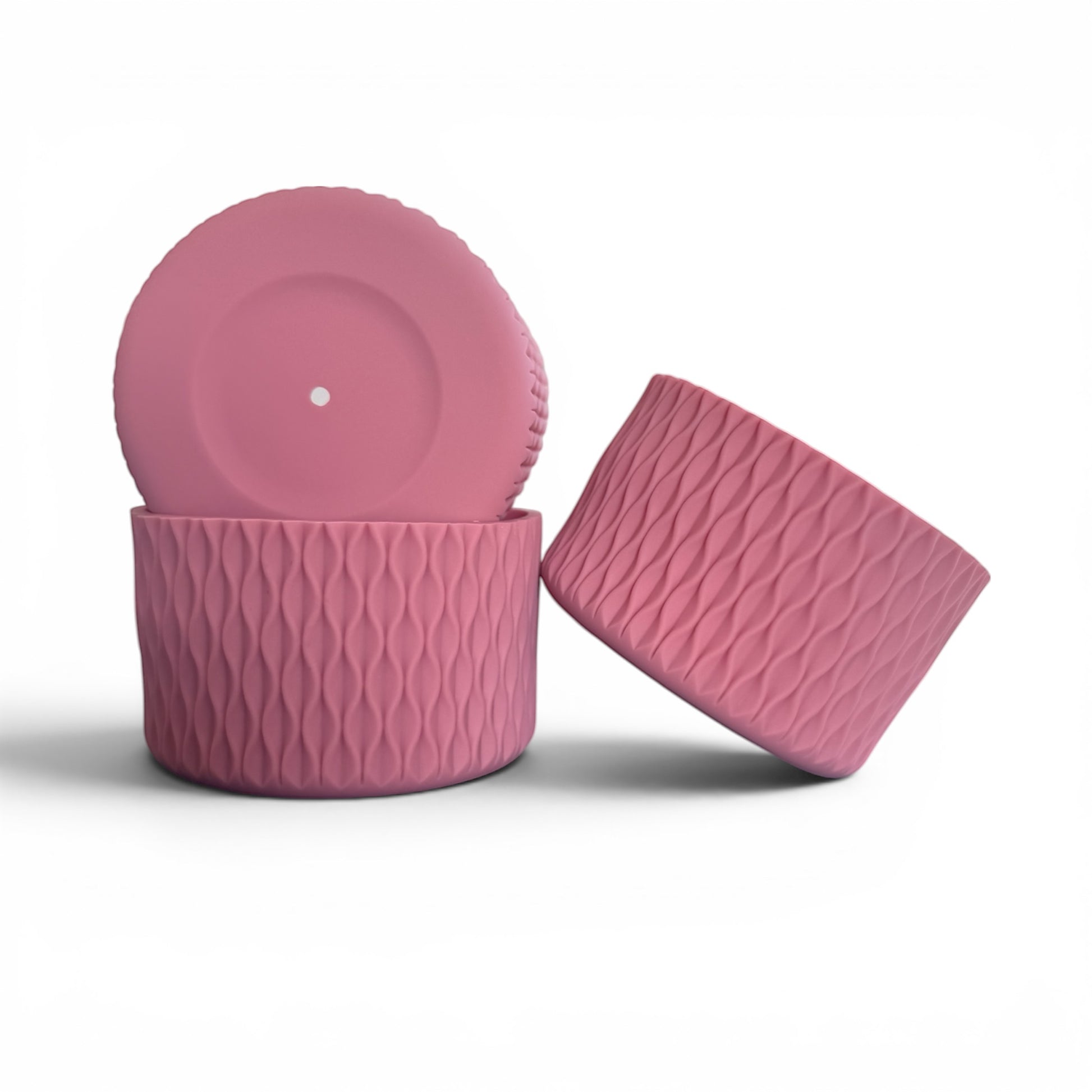 Next Nirvana antique pink matte silicone tumbler boots with 3D wave texture for 20-40oz insulated cups.