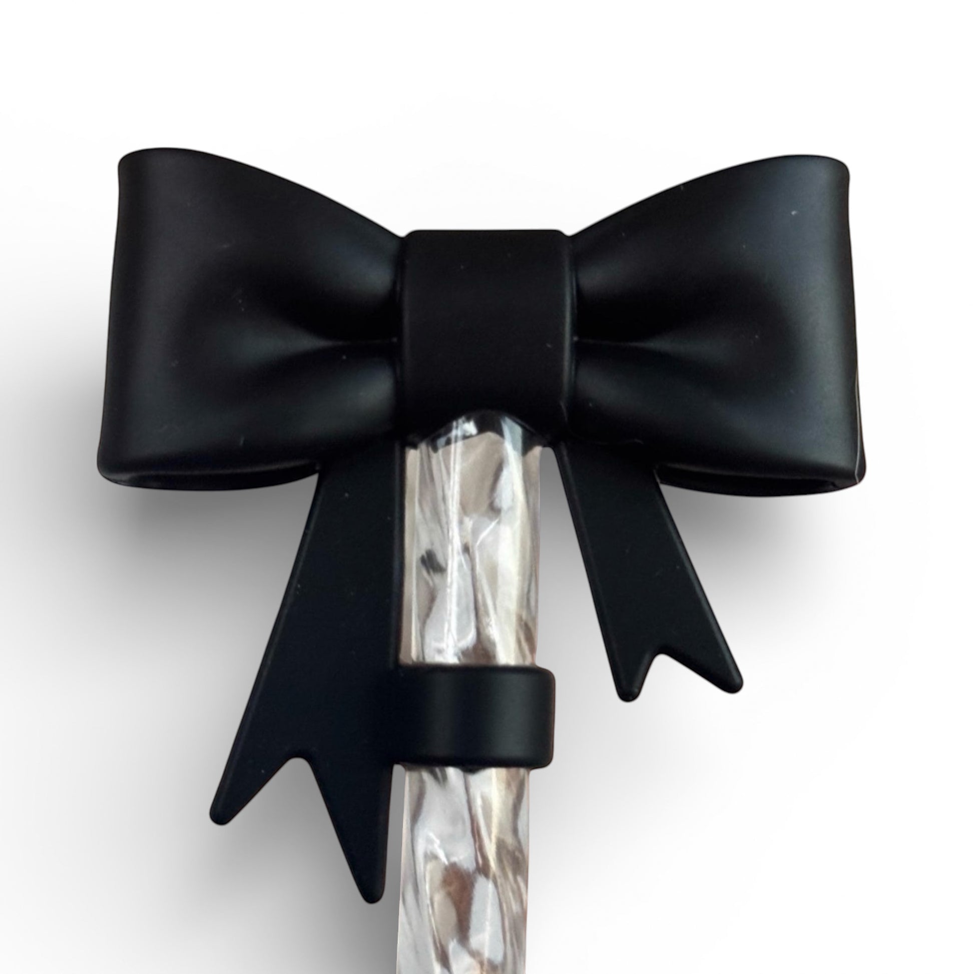 Next Nirvana black 3D silicone bow straw topper for 10mm reusable tumblers